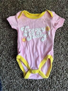 Kidgets Pink One-Piece Bodysuit with Yellow Trim